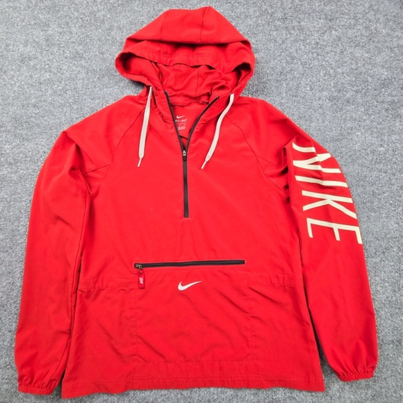 Nike Dri-Fit Half Zip Front Pocket Hoodie Windbreaker Jacket Women's Small- Red - Picture 7 of 12